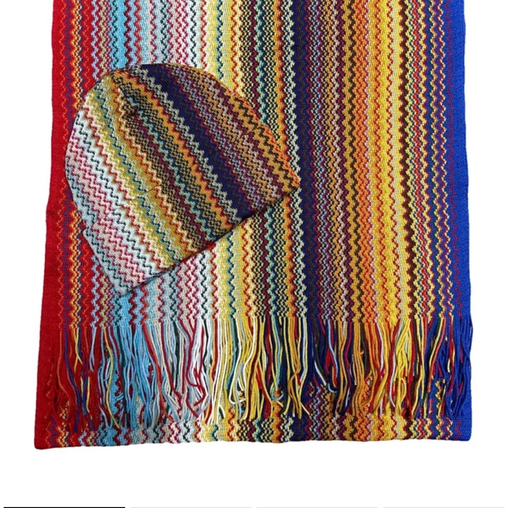 Missoni Multicoloured Zigzag Pattern Set Beanie H… - image 3